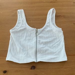 COPY - BERSHKA WHITE ZIP-UP Tank Top (size small)